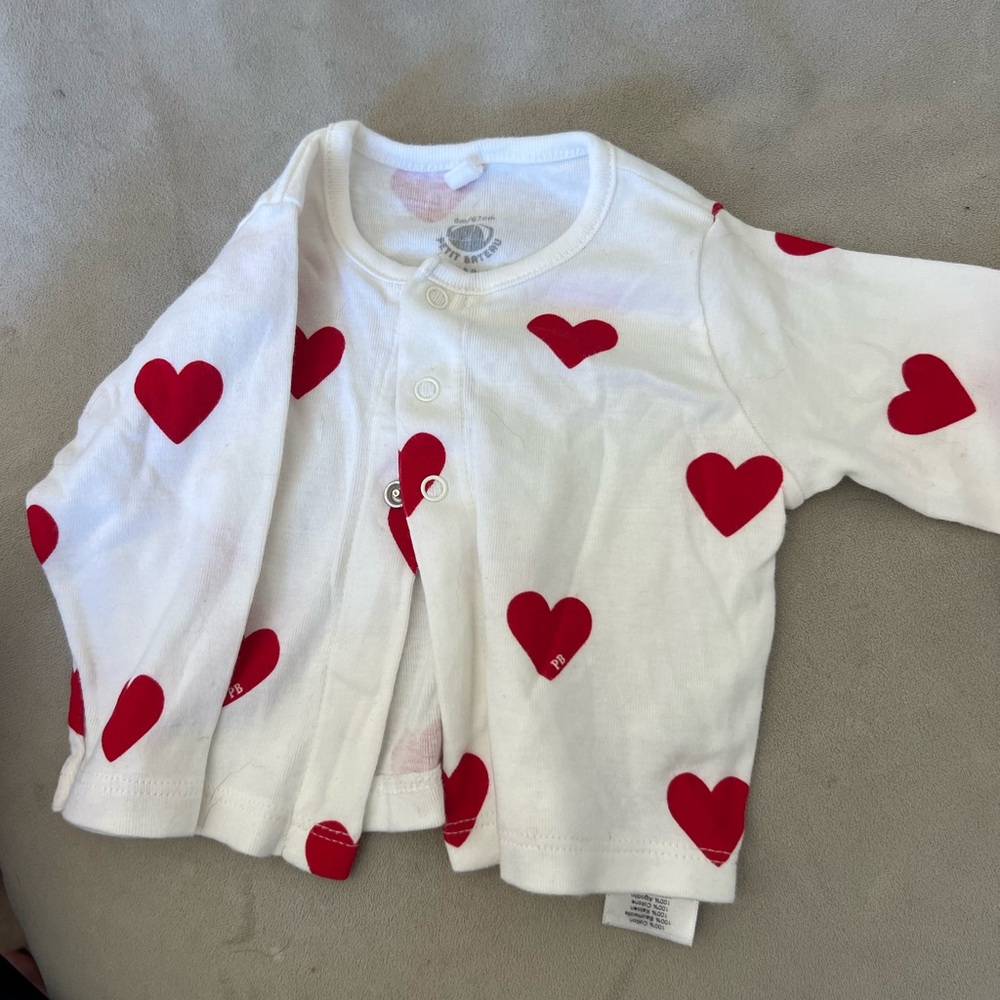 Petit Bateau White Onesie with Red Heart